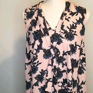 Blush, blue and black floral sleeveless top